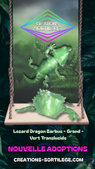 Lezard Dragon Barbue - Grand - Vert Translucide Créations Sortilege