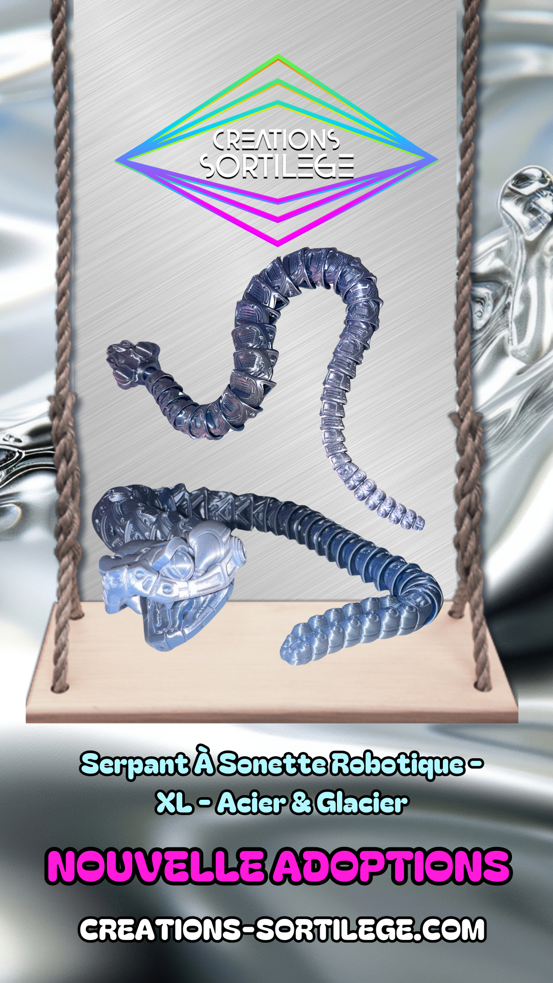 Serpant À Sonette Robotique - XL - Acier & Glacier