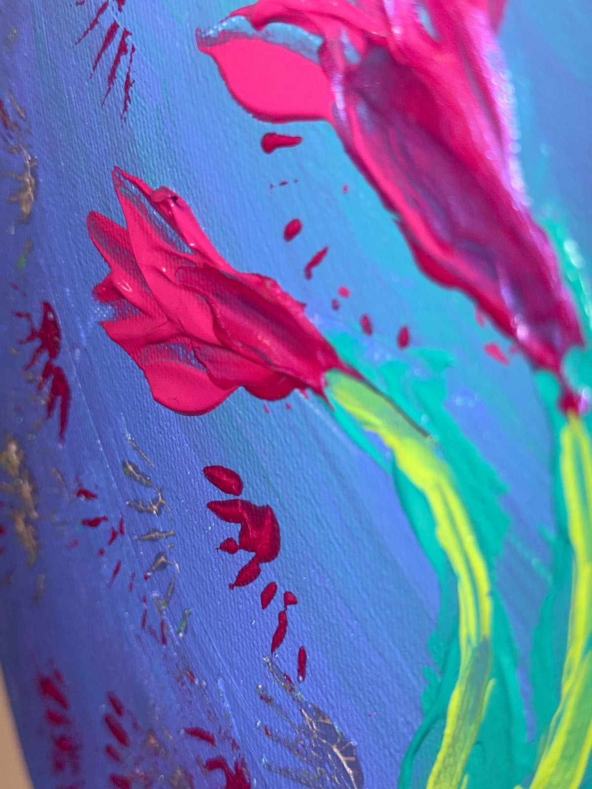 La Vie Fleurie - Œuvre Originale - Toile Acrylique Abstraite 12” Ronde Créations Sortilege