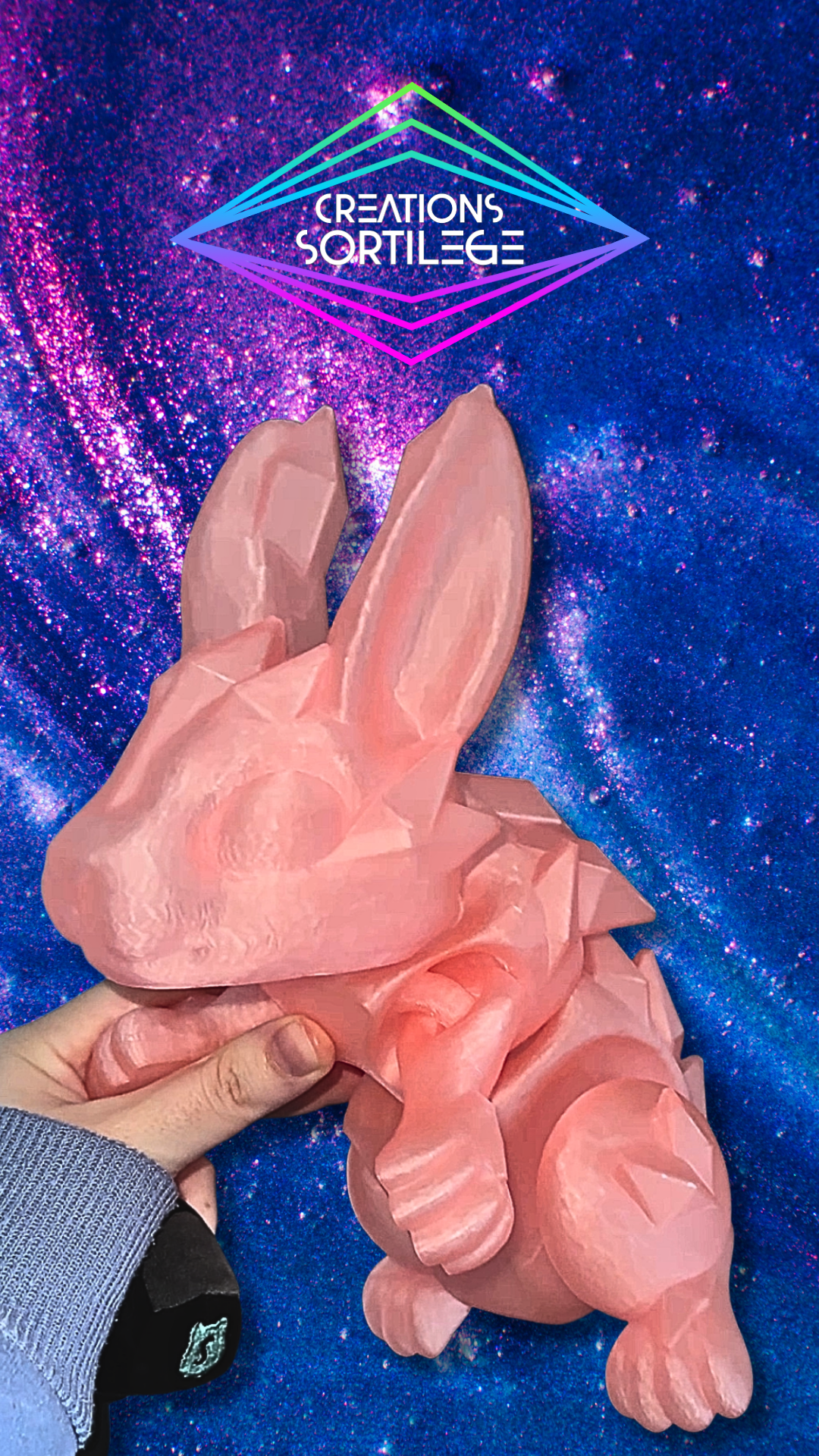 Lapin Crystal - XL - Rose Transparent Créations Sortilege