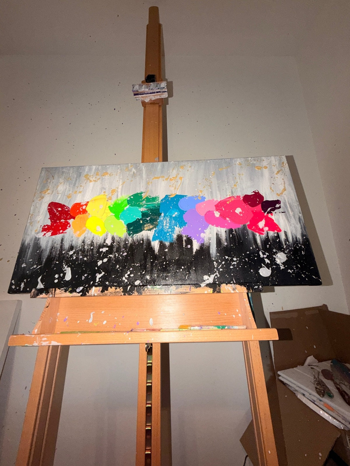 Nuancier - Œuvre Originale - Toile Acrylique Abstraite 15x30" - Précommande Créations Sortilege