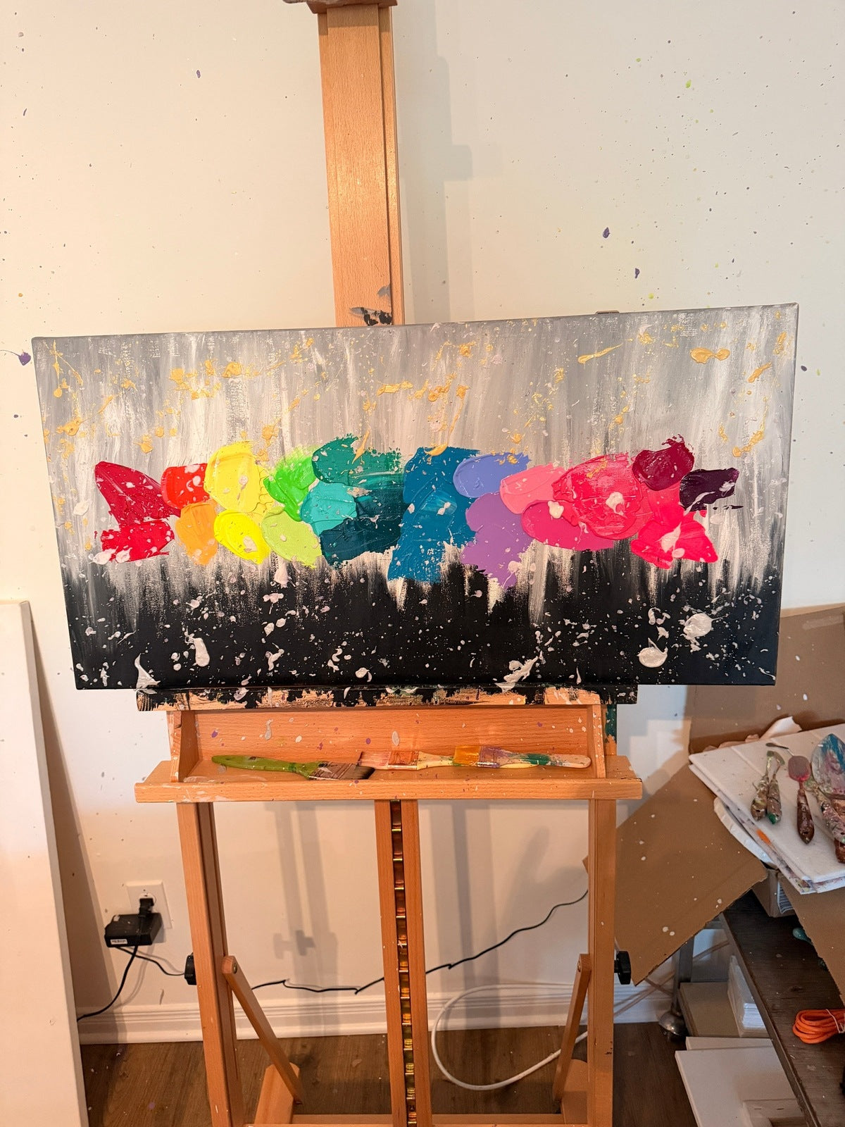 Nuancier - Œuvre Originale - Toile Acrylique Abstraite 15x30" - Précommande Créations Sortilege