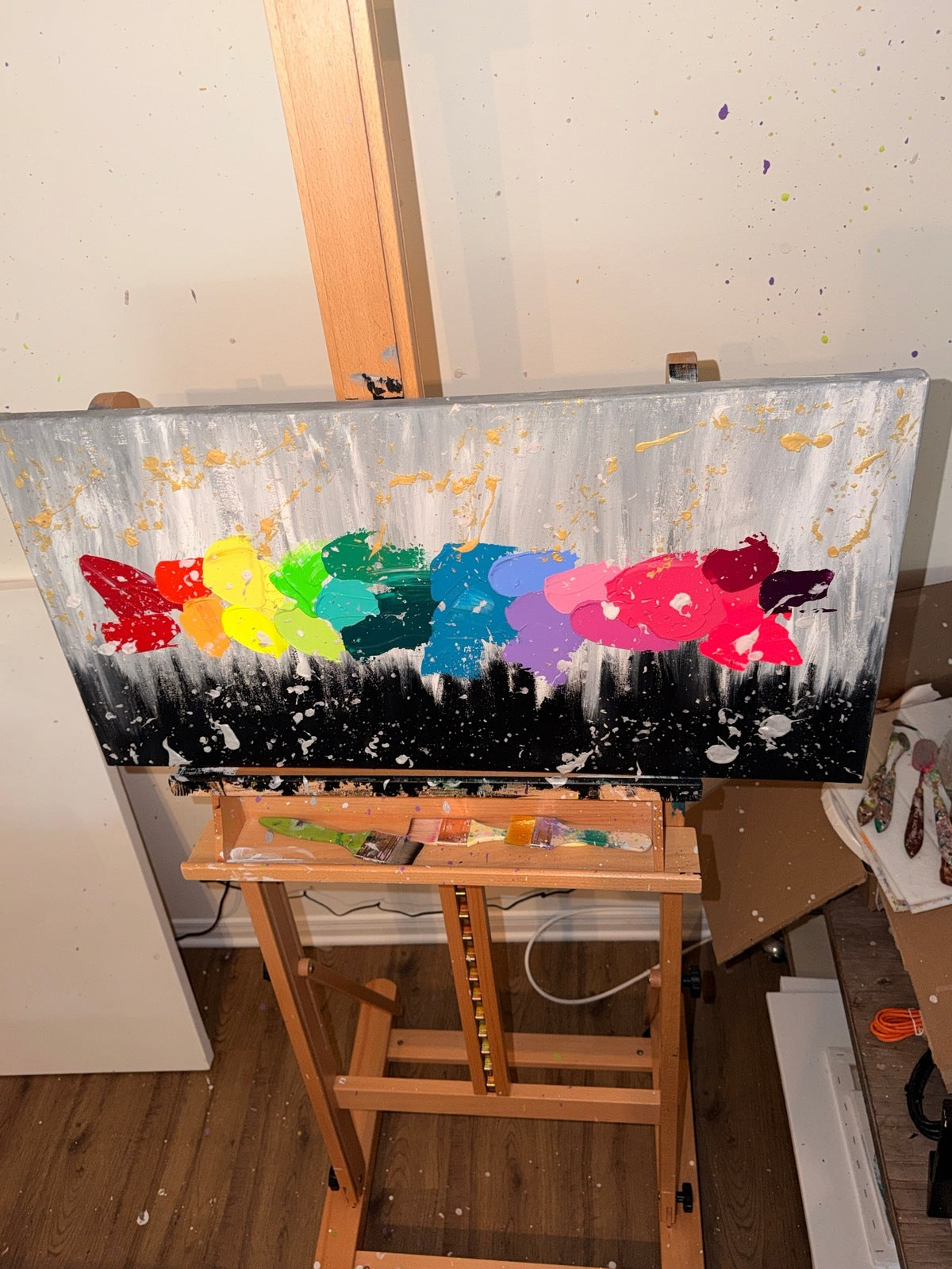 Nuancier - Œuvre Originale - Toile Acrylique Abstraite 15x30" - Précommande Créations Sortilege