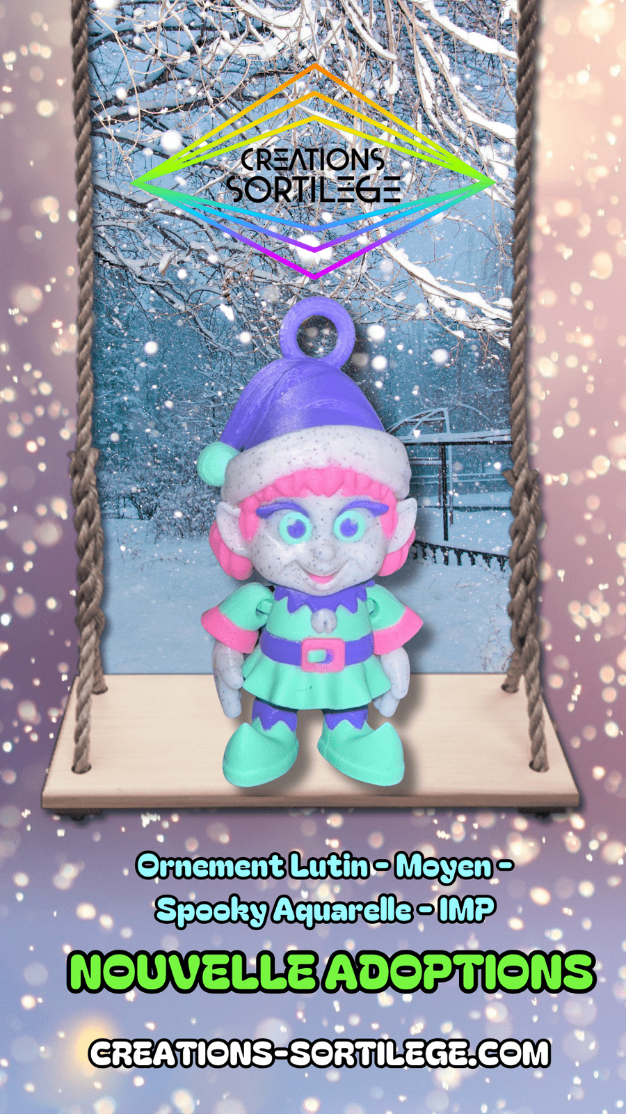 Ornement Lutin - Moyen - Spooky Aquarelle - IMP Créations Sortilege