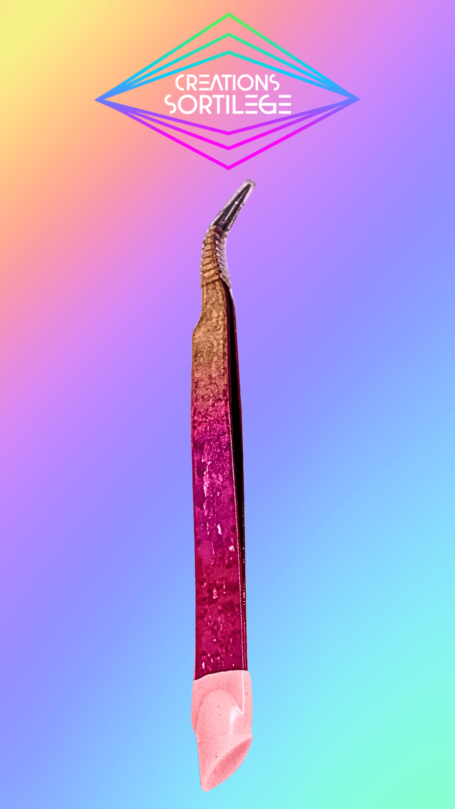 Pinces Avec Embout Silicone - Courbées - Or & Rose Holo Créations Sortilege