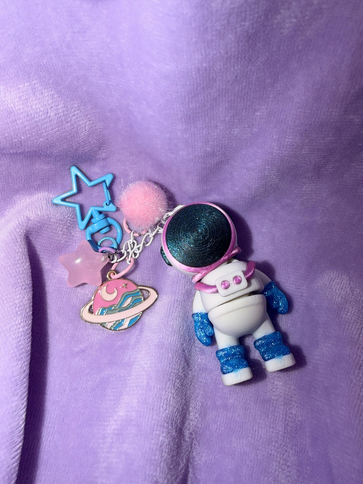 Porte Clef - Astronaute Bleu Rose Créations Sortilege