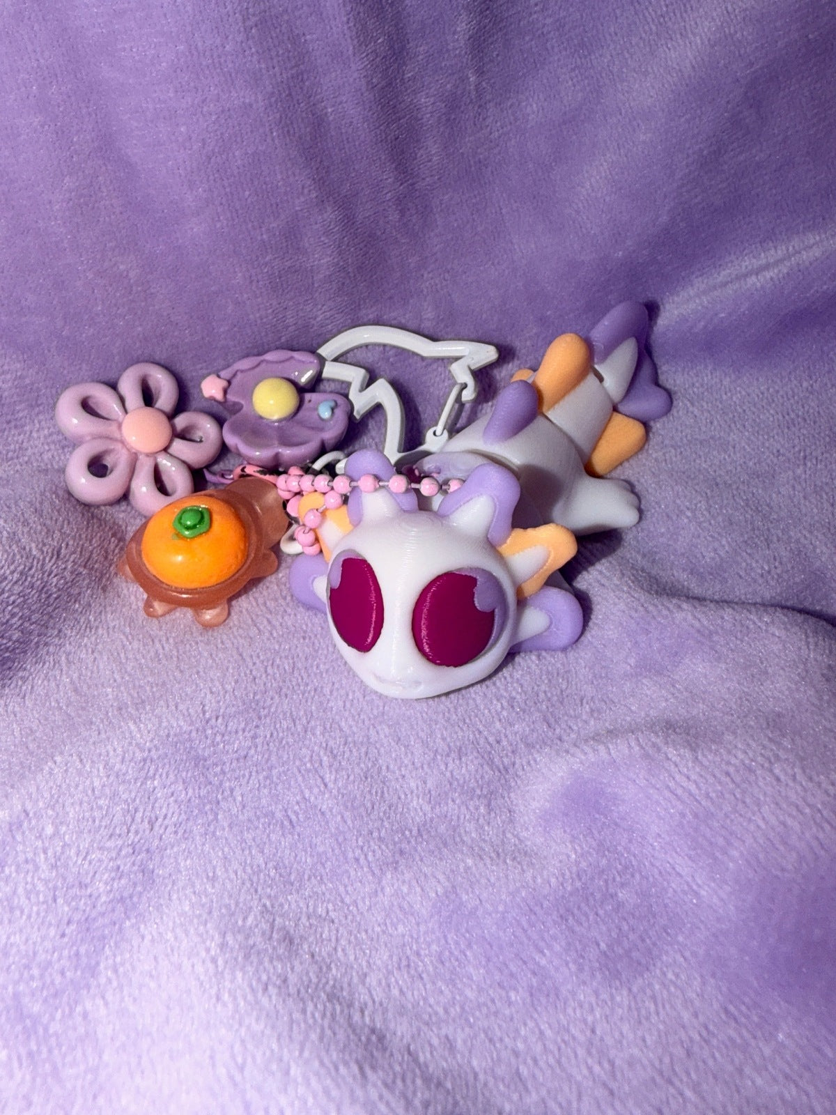 Porte Clef - Axolote Blanc Lilac Orange Créations Sortilege