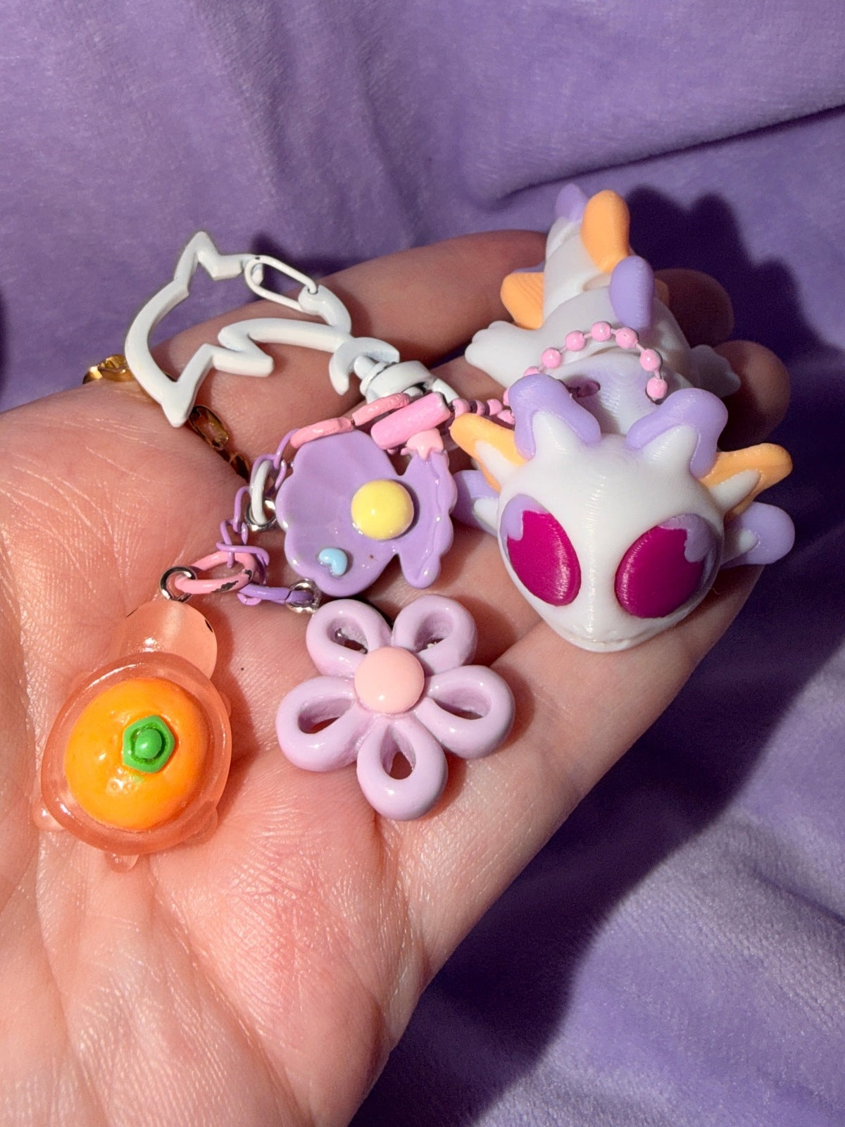 Porte Clef - Axolote Blanc Lilac Orange Créations Sortilege