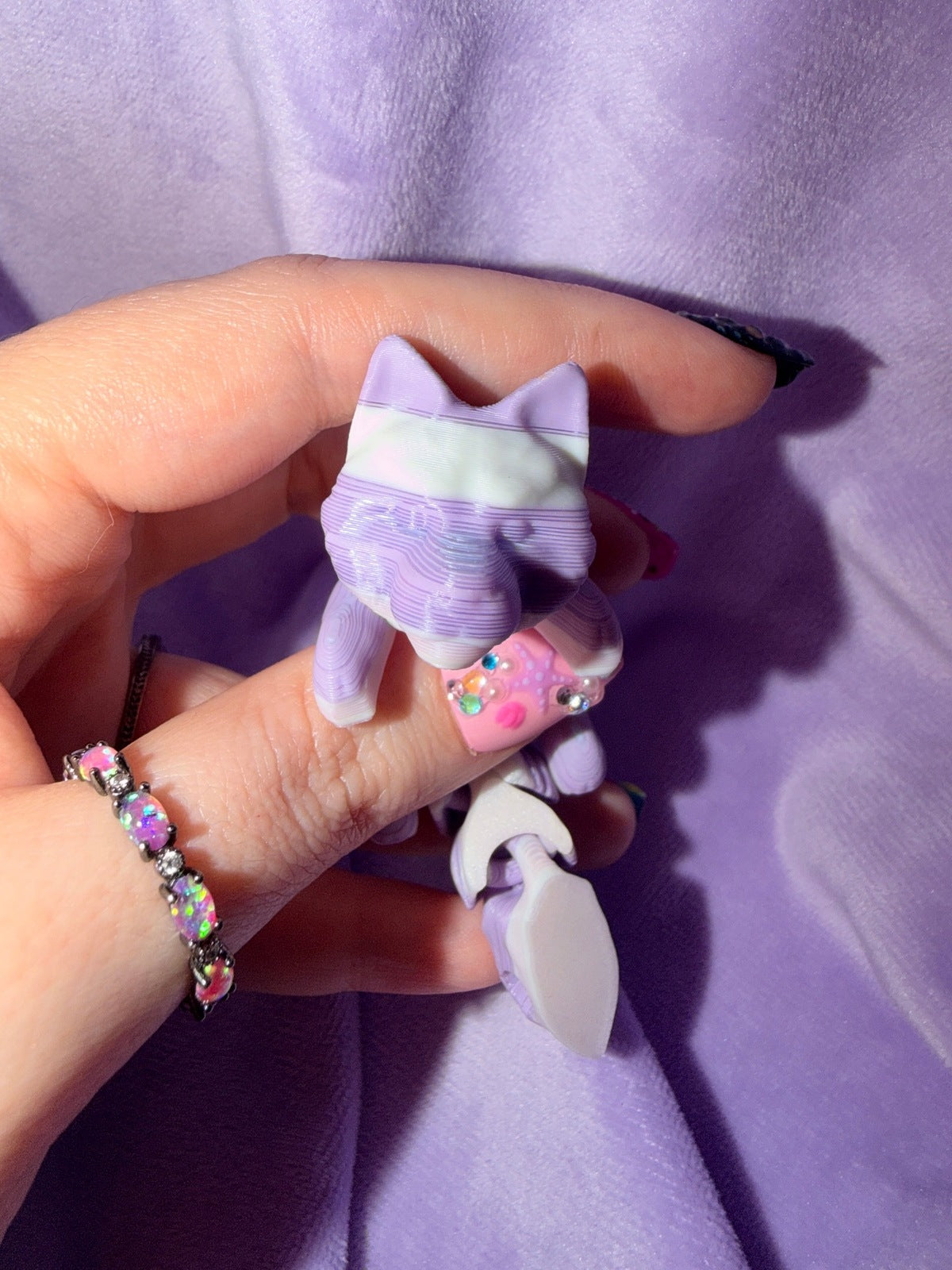 Porte Clef - Husky flush lilas blanc - 3 Déco Aux Choix Inclus Créations Sortilege