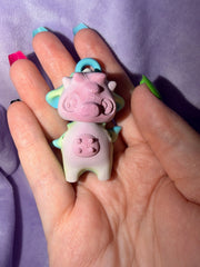 Porte Clef - Pixie Vache Multicolore - 3 Déco Aux Choix Inclus Créations Sortilege