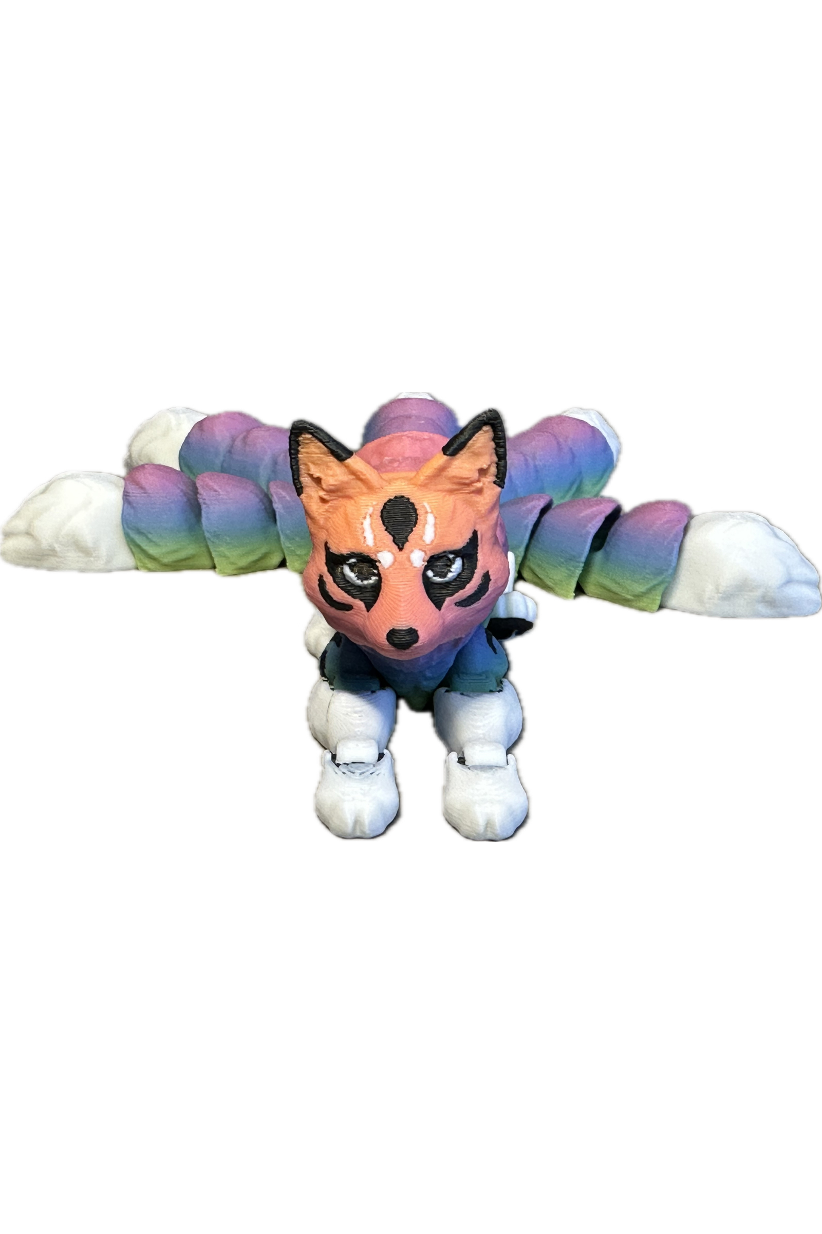 Renard Kitsune 3D - Rainbow Neon Créations Sortilege