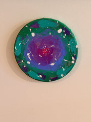 Tourbillon Fleural - Œuvre Originale - Toile Acrylique Abstraite 8” Ronde Créations Sortilege