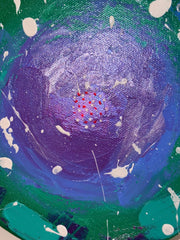 Tourbillon Fleural - Œuvre Originale - Toile Acrylique Abstraite 8” Ronde Créations Sortilege