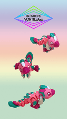 Vélociraptor Rosa - Moyen - Sakura Et Turquoise Créations Sortilege