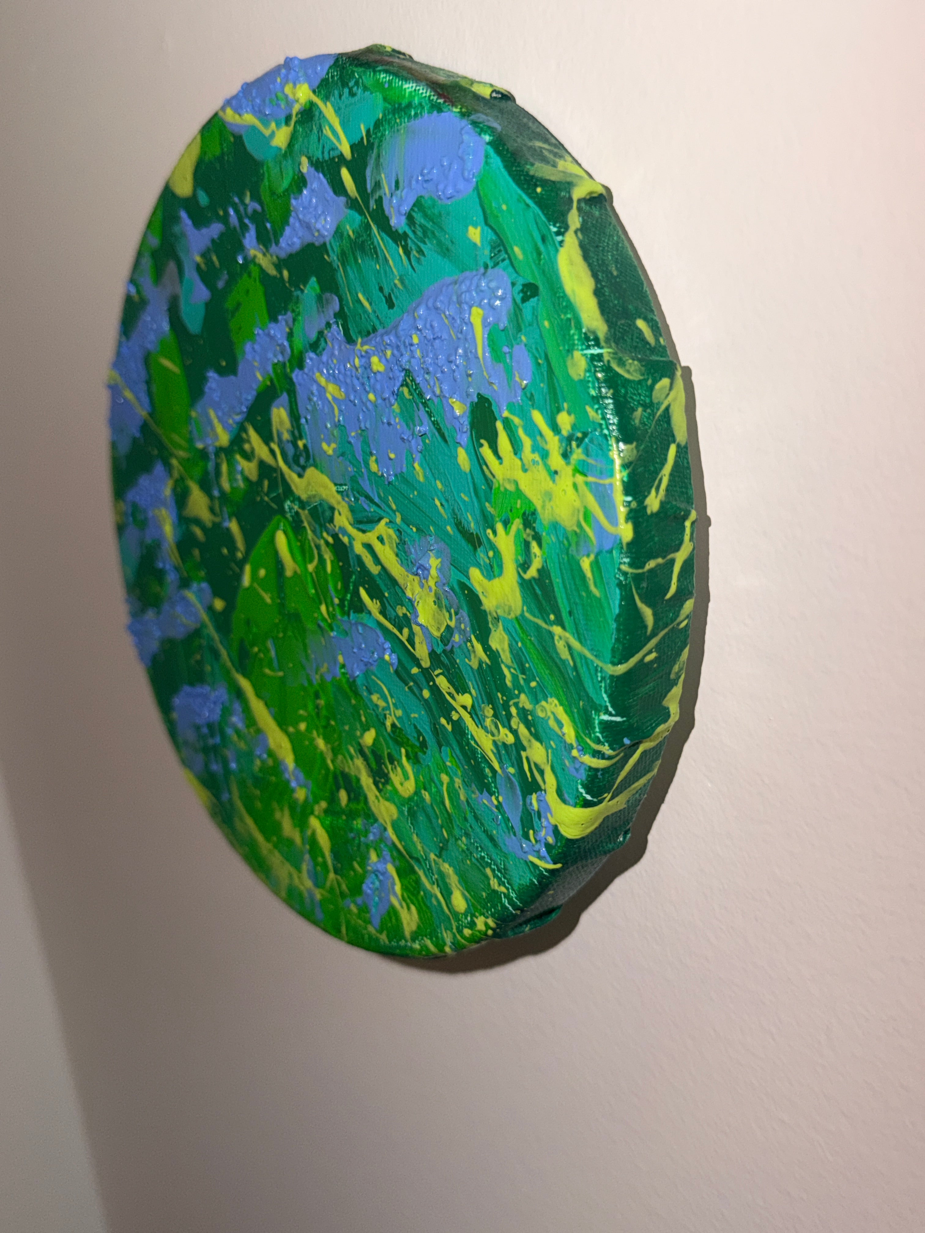 Zone Verte - Œuvre Originale - Toile Acrylique Abstraite 8” Ronde Créations Sortilege